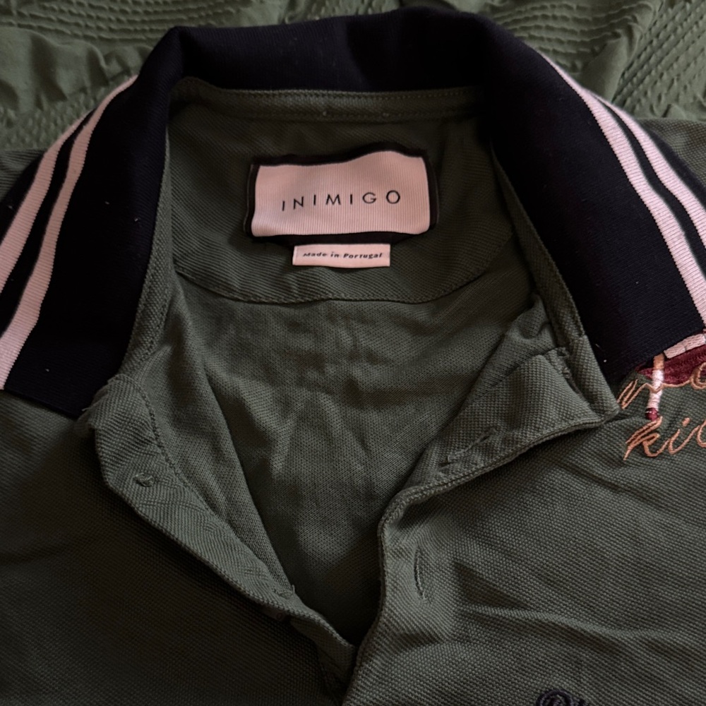 Inimigo Green Polo with Embroidered Details